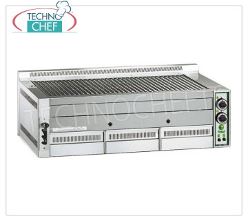 FIMAR - Technochef, Gas Bench Stone Pieces, 3 COOKING ZONES, Mod.B115 GAS LAVA STONE GRILL, 3 TOP Modules with COOKING AREA of mm 960x540, CNG-LPG supply, Power 23 Kw, Weight 103 Kg, dim.mm.1140x800x380h