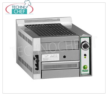 FIMAR - Technochef, Pietralavica Bench Gas Grill, 1 COOKING AREA, Mod.B50 LAVA GAS STONE GRILL, 1 TOP module with COOKING AREA of 320x540 mm, CNG-LPG supply, Power 8.5 Kw, Weight 42 Kg, dim.mm.490x800x380h