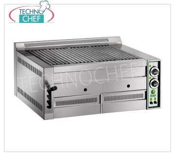 FIMAR - Technochef, Pietralavica Bench Gas Grill, 2 COOKING ZONES, Mod.B80 GAS LAVA STONE GRILL, DOUBLE TOP Module with COOKING AREA from 640x540 mm, Methane-LPG power, Power 17 Kw, Weight 73 Kg, dim.mm.810x800x380h