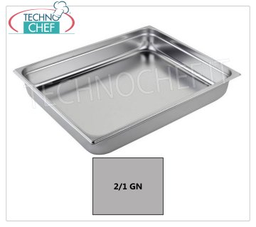 Gastronorm containers GN 2/1 in stainless steel Gastro-norm bowl 2/1, 18/10 stainless steel, dim. mm 650 x 530 x 20 h