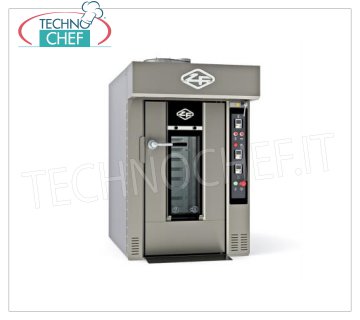 Rotary Electric Oven for BREAD PASTRY, Mod.BABY40X60E ELECTRIC ROTARY OVEN for BREAD AND PASTRY, capacity 10/12 trays measuring 400x600 mm, V.400/3, Kw.17.00, Weight 450 Kg, dim.mm.980x1500x1470h