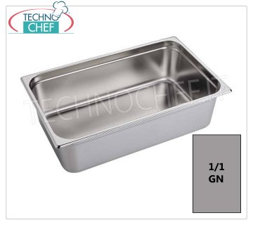 Gastronorm GN 1/1 containers in stainless steel Gastro-norm tray 1/1, 18/10 stainless steel, dim.mm 530 x 325 x 20 h