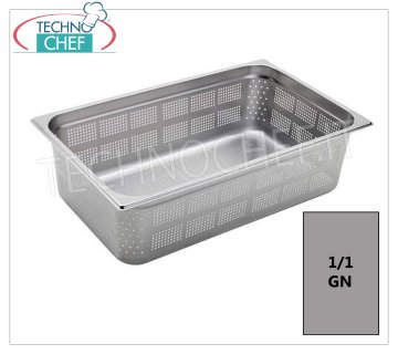 Perforated Gastronorm 1/1 containers in stainless steel Gastro-norm tray 1/1, perforated, 18/10 stainless steel, dim.mm.530 x 325 x 20 h