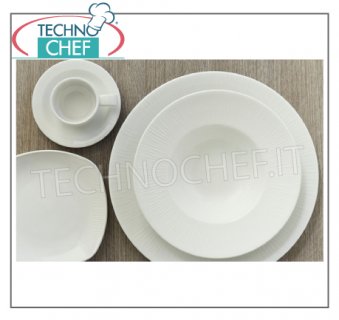 CHURCHiLL - Porcelain for Restaurant DISHES, White Relief Bamboo Collection, Brand CHURCHiLL