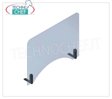 Polycarbonate Distance Barriers - Thickness 3 mm - dim.mm.1000x600 Spacer barrier in transparent compact polycarbonate 3 mm thick with adhesive feet, arched paper opening 700 mm wide, dimensions 1000x600h