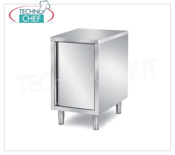 STAINLESS STEEL WARDROBE TABLE with HINGED DOOR, depth of 60 and 70 cm Stainless steel cupboard with hinged door, dim.mm.600x600x850h