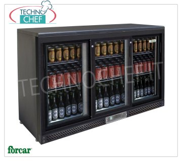 FRIDGE display case for DRINKS, 3 Doors, Ventilated, Temp.+2°/+8°C, 335 lt, Class C, Mod.G-BC3PS Professional refrigerator for drinks and drinks, 3 glass doors, ventilated, temperature +2°/+8°C, capacity 335 litres, Class C, V.230/1, Kw.0.138, weight 91 Kg, dim.mm.1350x535x920h