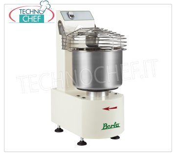 Fimar BERTA - 15 Kg FIXED HOOK spiral mixer for low hydration doughs, 15 Kg HOOK spiral mixer for low hydration doughs, 20 lt bowl, speed 28 rpm, V.400/3, Kw.0,55, Weight 51 Kg, dim.mm.410x580x755h