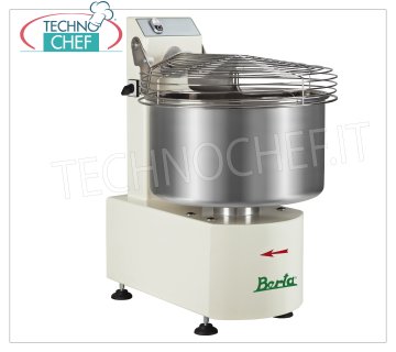 Fimar BERTA - 35 Kg FIXED HOOK spiral mixer for low hydration doughs, 35 Kg HOOK spiral mixer for low hydration dough, 42 lt bowl, speed 23 rpm, V.400/3, Kw.0,75, Weight 69 Kg, dim.mm.520x675x805h