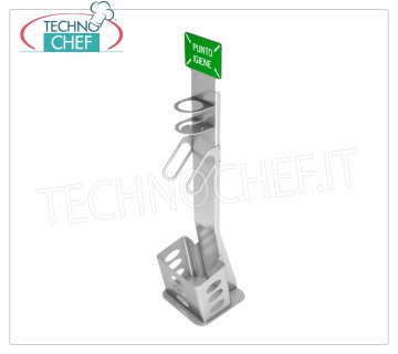 Floor Dispenser Sanitizing Gel with Glove Holder and Basket Floor stand for sanitizing gel dispenser, made of painted steel, complete with glove holder and basket, weight 12 kg, dimensions mm.320x320x1300h.
