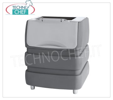 Containers/Deposits for ice machines, capacity 240 Kg. Ice storage in highly insulated polyethylene, capacity 240 Kg, usable with: granular producers mod. G250 - G500, producers in cubes mod. C80 - C180, dimensions 942x795x1053h mm.