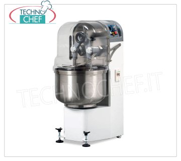 PLUNGING ARMS MIXER, with 70 liter STAINLESS STEEL BOWL, VARIABLE SPEED version PLUNGING ARMS MIXER, with cast iron gears in oil bath, 70 liter stainless steel tank, 40 Kg dough capacity, version with variable speed, V.400 / 3, Kw.2,2, Weight 270 Kg, dim.mm.600x770x1350h