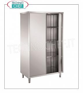 Stainless steel 304 crockery cabinet with hinged doors and 3 intermediate shelves, 60 cm deep Storage cabinet with 2 hinged doors and 3 height-adjustable intermediate shelves, dim. mm 1200x600x1700h