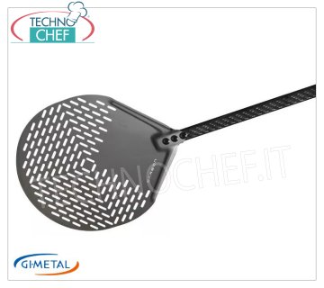 Gi.Metal - Round perforated aluminum pizza shovel, Carbon line, handle length 150 cm Round perforated aluminum pizza shovel, with 1500 mm carbon handle, Carbon Line, light, smooth and resistant, diameter 330 mm.
