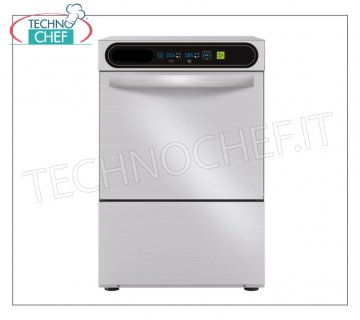 TECHNOCHEF - Professional Bar Glasswasher, 40x40 cm square rack, electronic controls GLASSWASHER 400x400 mm QUADRO rack, version with POWERED WASHING, DIGITAL controls, 4 cycles of 90/120/150/180 sec, max glass height 275 mm, with rinse aid and Tank detergent dispenser, V.230/1, Kw.2, 86, Weight 48 Kg, dim.mm.470x535x710h.