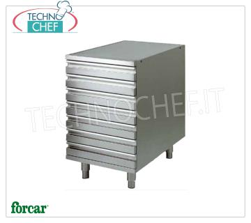Pizza breadboxes, FORCAR brand Stainless steel drawer unit for small containers, FORCAR brand, dim. mm 520x800x810h