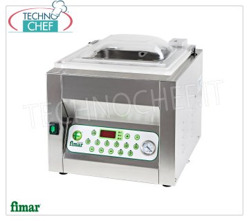 Professional vacuum chamber machine, 30 cm sealing bar, 31x35x19h chamber, mod. CAM 300 TOP PROGRAMMABLE DIGITAL CHAMBER VACUUM PACKAGING MACHINE, Brand FIMAR, TOP Line, CHAMBER mm.310x350x190h, SEALING BAR 300 mm, VACUUM PUMP 8 m³/h, V.230/1, Kw.0,75, Weight 44 Kg, dim.mm.410x460x430h