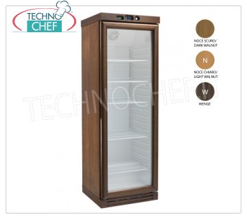 Forcar - 1-door WINE CELLAR, Temp. +2°/+8°C, Static with Stirrer, on Wooden Cabinet, Refrigerated wine cellar, 1 glass door, capacity 310 litres, temperature +2°/+8°C, Static with Stirrer, DARK WALNUT wooden cabinet, LED lighting, V.230/1, Kw.0,185, Weight 130 Kg, dim.mm.640x610x1860h.