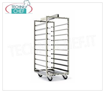 TECHNOCHEF - Extractable trolley for 12 TRAYS of 60x80, Mod.CAR12TB60X80 Pull-out tray trolley, capacity 12 Trays 600x800 mm, pitch 95 mm, dim.mm.650x840x1220h