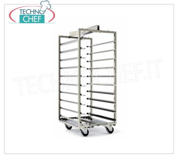 TECHNOCHEF - Extractable trolley for 12 TRAYS of 40X60, Mod.CAR12TB40X60 Pull-out tray trolley, capacity 12 Trays 400x600 mm, 80 mm pitch, dim.mm.450x640x1100h