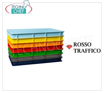 Loaf-dough pizza box 60x40x7h cm, TRAFFIC RED color Stackable pizza dough loaf-holder box in food-grade polyethylene, Traffic Red color, dim.mm.600x400x70h