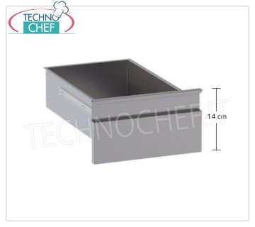 AISI 304 stainless steel drawer on guides with drawer holder, Line 600 Stainless steel drawer on telescopic guides with drawer holder, for 600 mm deep tables, dimensions 300x580x140h mm