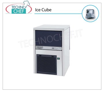 ICE MACHINE 24 Kg / 24 hours, FULL CUBES with 6 kg DEPOSIT Full cubes ice maker, 6 Kg storage, stainless steel exterior, air cooling, V 230/1, Kw 0.35, yield 24 Kg / 24 hours, dimensions 390x460x610 h mm, weight 35 Kg.