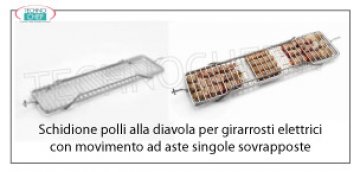 Flat CAGE spit suitable for Rotisserie mod. E-30P-S5 Spit for Deviled Chicken with FLAT CAGE for Rotisserie Mod. E-30P-S5, dim. 89.5x14.5 cm