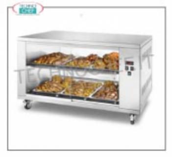 Hot ventilated showcase with wheels Hot ventilated showcase with wheels, temperature from 0 to 90 ° C, V.230 / 1. 2.2 kw, weight 80 kg, dimensions 1300x800x815h mm