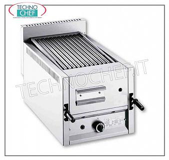 GAS LAVA STONE GRILL, 1 TOP MODULE with COOKING AREA mm 365x535 GAS LAVA STONE GRILL, TOP VERSION, 1 MODULE with COOKING AREA of 365x535 mm, COMPLETE WITH UNIVERSAL GRATING, thermal power 13 Kw - external dimension mm. 470x700x430h