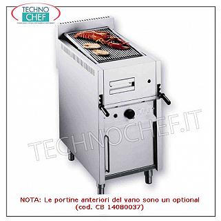 GAS LAVA STONE GRID on OPEN COMPARTMENT, 1 MODULE with COOKING AREA mm 365x535 GAS LAVA STONE GRILL, VERSION ON OPEN COMPARTMENT, 1 MODULE with COOKING AREA of: mm. 365x535, COMPLETE WITH UNIVERSAL GRATING, thermal power 13 Kw - external dimensions mm. 470x700x430h