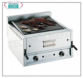 BENCH GAS LAVA STONE GRILL, 2 INDEPENDENT CONTROL MODULES with COOKING AREA mm 695x535 BENCH GAS LAVA STONE GRILL, 2 MODULES WITH INDEPENDENT CONTROL with 695x535 mm COOKING AREA, COMPLETE WITH UNIVERSAL GRID, heat output 17,5 Kw - external dimension mm. 80x70x43h