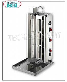 ELECTRIC GYROS with 9 heating elements, 740 mm high cooking rod complete with plate STAINLESS STEEL ELECTRIC GYROS with 9 heating elements, 740 mm high cooking rod complete with plate (supplied), V.230 / 3, 9.0 kw, dimensions 502x710x1135h mm