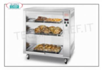 Warm ventilated showcase Ventilated hot showcase with wheels for gas rotisseries