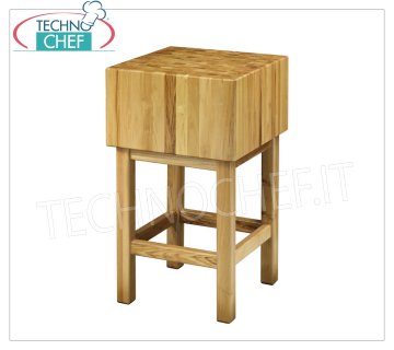 Butcher's blocks in Acacia wood, 17 cm thick with pedestal Butcher's block in solid acacia wood with pedestal, thickness 17 cm, dimensions 40x40x90h cm