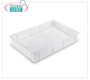 Perforated Plastic Box-Container, Stackable Perforated stackable basket, dim.mm.600x400x70h.