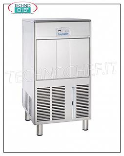 Ice machines 50 kg / 24 hours, hollow cubes, 21 kg storage, ICEMATIC ICEMATIC ice maker with hollow cubes, yield 50 kg / 24 hours, storage 21 kg, AIR cooling, V. 230/1, kw 0,37, Weight kg 58, Dimensions cm 50x58,5x88h