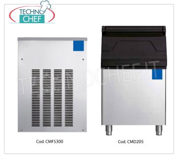 Granular ice makers / machines yield 320 Kg / 24 hours without deposit, Granular ice maker, without deposit, stainless steel exterior, air cooling, V 230/1, yield 320 Kg / 24 hours, dimensions 536x660x707h mm, weight 79 Kg.