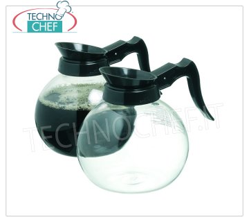 Technochef - CARAFE in Glass for Coffee Filter from lt.1.7, mod. COMA15 Glass carafe for Caffe Filter with handle and spout in black plastic, capacity lt.1,7, diameter 150 mm, height 175 mm.