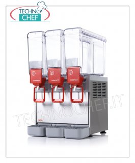 Refrigerated beverage dispensers Refrigerated drinks dispenser with 3 tanks of 5 lt., V.230 / 1, dimensions mm 370x400x550h
