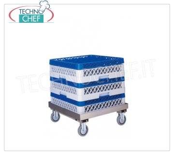 CART for STAINLESS STEEL DISHWASHERS WITHOUT HANDLE Stainless steel basket holder trolley without handle, dim.mm.520x520x200h