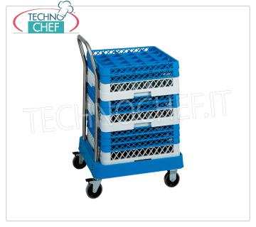 TROLLEY for DISHWASHER BASKETS WITH HANDLE Basket trolley with ABS structure and stainless steel handle, dim.mm.530x560x920h