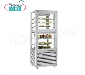 TECHNOCHEF - Combined Showcase for Ice Cream and Pastry, temp. -15 ° -25 ° C / + 4 ° + 10 ° C, Mod.CPG520V / S Combined Showcase for Ice Cream / Pastry 2 Doors, temp. -15 ° -25 ° C / + 4 ° + 10 ° C, Curve Line, 4 display sides, 3 grid shelves + 3 glass shelves, ventilated / static refrigeration, capacity lt .230 + 260, V.230 / 1, Kw.0.37 + 0.42, dim.mm.810x620x1925h
