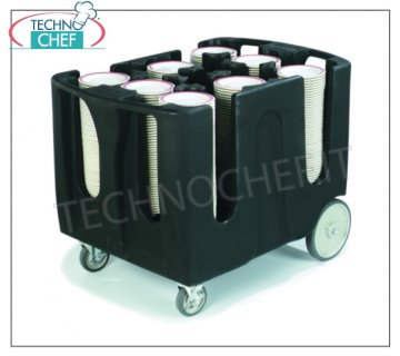 Trolleys for transporting dishes Plate trolley in polyethylene with 6 adjustable dividing elements, plates capacity per column: 45/60, dimensions 710x1100x800h mm