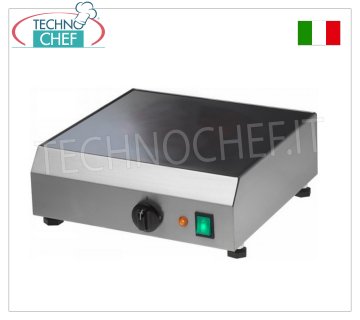 TECHNOCHEF - Professional Electric Crepe Maker with Glass Ceramic Plate, 2.1 Kw, Mod.CRE42V Electric crepe maker with smooth glass-ceramic plate, temperature regulation up to 300°C, V.230/1, Kw.2.1, Weight 15 Kg, dim.mm.420x420x110h