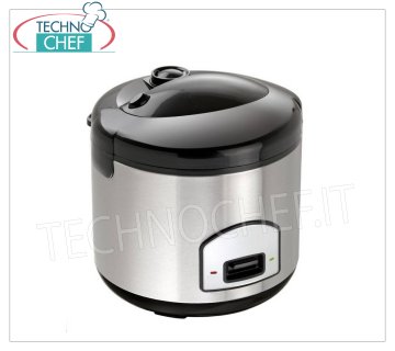 STAINLESS STEEL RICE COOKER for approximately 10 PORTIONS with WARM function, 1.8 liter capacity Stainless steel rice cooker for approximately 10 portions, with WARM function, capacity 1.8 litres, V.230/1, Kw.0.7, weight 3.5 Kg, dim.mm.285x285x280h