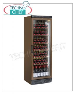 Refrigerated Wine Cellar for 78 BOTTLES, 1 Glass Door, temp.+7°/+18°C, Mod.TW400 Refrigerated Cellar 1 Glass Door, capacity 78 BOTTLES of 0.75 Lt, temperature +7°/+18°C, automatic defrosting, LED lighting, V.230/1, Kw. 0,3, Weight 74 Kg, dim.mm.595x620x1830h