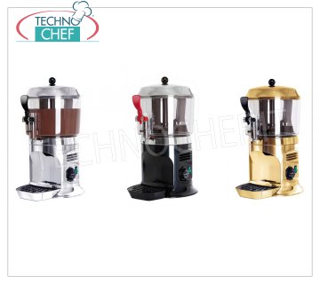 TECHNOCHEF - Lt.5 hot chocolate machine Counter chocolate maker with stirrer, capacity lt.5.00, external finish BLACK, V.230 / 1, Kw 0.80, dim.mm.260x320x495h