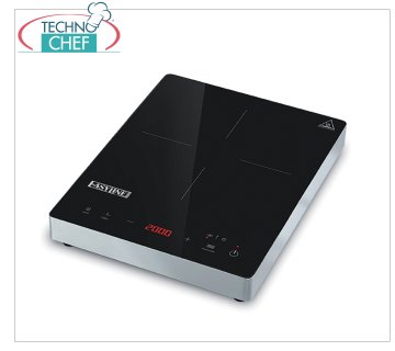 TECHNOCHEF - Table Induction Plate, Inductive Surface Ø 120÷240 mm, Mod.E200A Tabletop INDUCTION HOB with glass ceramic top, INDUCTIVE SURFACE diameter from 120 to 240 mm, 8 power levels, touch control, V.230/1, Kw.2.00, Weight 4 Kg, dim.mm.295x375x60h