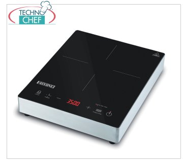 TECHNOCHEF - Table Induction Plate, Inductive Surface Ø 120÷260 mm, Mod.E350C Tabletop INDUCTION HOB with glass ceramic top, INDUCTIVE SURFACE diameter from 120 to 260 mm, 17 power levels, touch control, V.230/1, Kw.3.5, Weight 7 Kg, dim.mm.340x420x85h